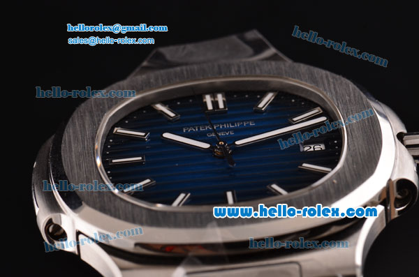 Patek Philippe Nautilus Swiss ETA 2824 Automatic Steel Case with Blue Dial and Stick Markers - Click Image to Close